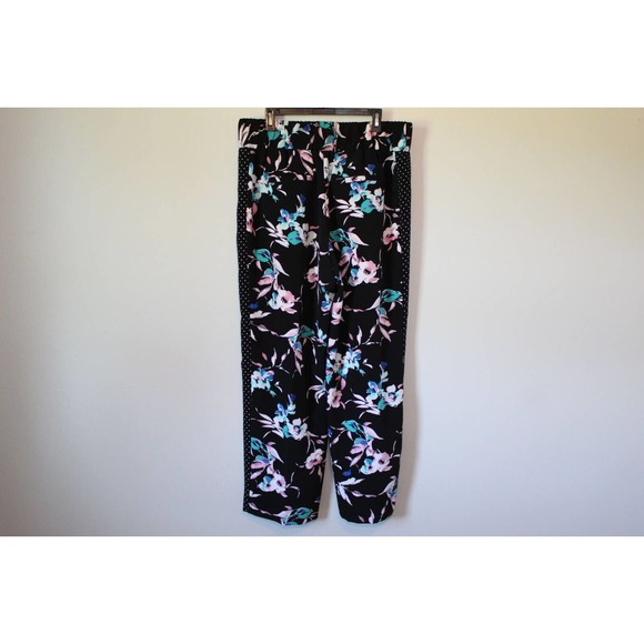 Lane Bryant Floral Dot Wide Leg Crepe Pants Black Mixed Print Size 14/16 H14843 - Picture 5 of 13